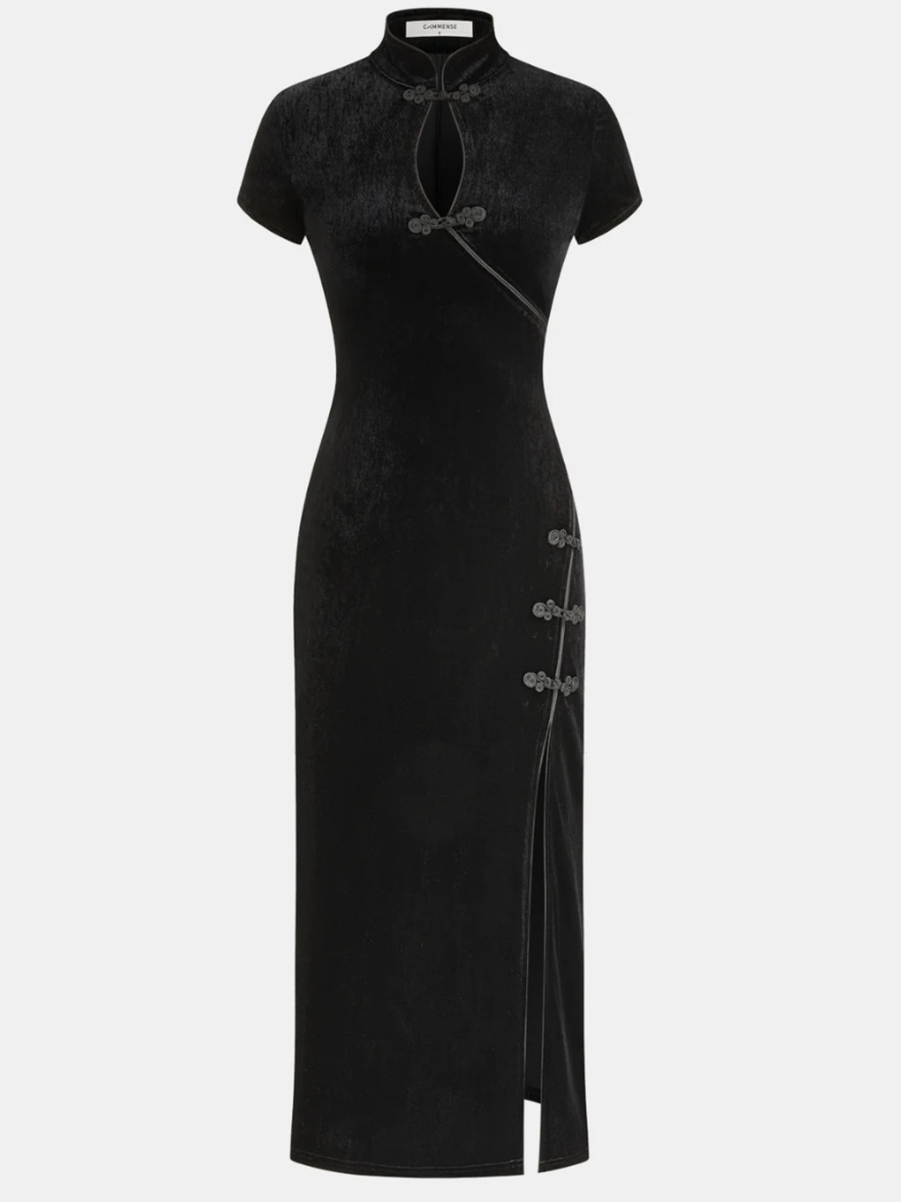 NWT Commense Black Velvet Maxi Dress Sz XS - Picture 1 of 5